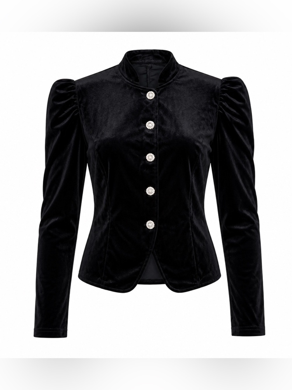Black Velvet Button-Front Women's Lightweight Jacket Size XL